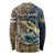 Personalized Walleye Splash Long Sleeve Shirt Camo Reeds and Night Forest Fishing Theme - Wonder Print Shop