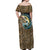 Personalized Walleye Splash Off Shoulder Maxi Dress Camo Reeds and Night Forest Fishing Theme - Wonder Print Shop