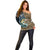 Personalized Walleye Splash Off Shoulder Sweater Camo Reeds and Night Forest Fishing Theme - Wonder Print Shop