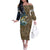 Personalized Walleye Splash Off The Shoulder Long Sleeve Dress Camo Reeds and Night Forest Fishing Theme - Wonder Print Shop