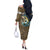 Personalized Walleye Splash Off The Shoulder Long Sleeve Dress Camo Reeds and Night Forest Fishing Theme - Wonder Print Shop