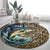 Personalized Walleye Splash Round Carpet Camo Reeds and Night Forest Fishing Theme - Wonder Print Shop