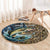 Personalized Walleye Splash Round Carpet Camo Reeds and Night Forest Fishing Theme - Wonder Print Shop