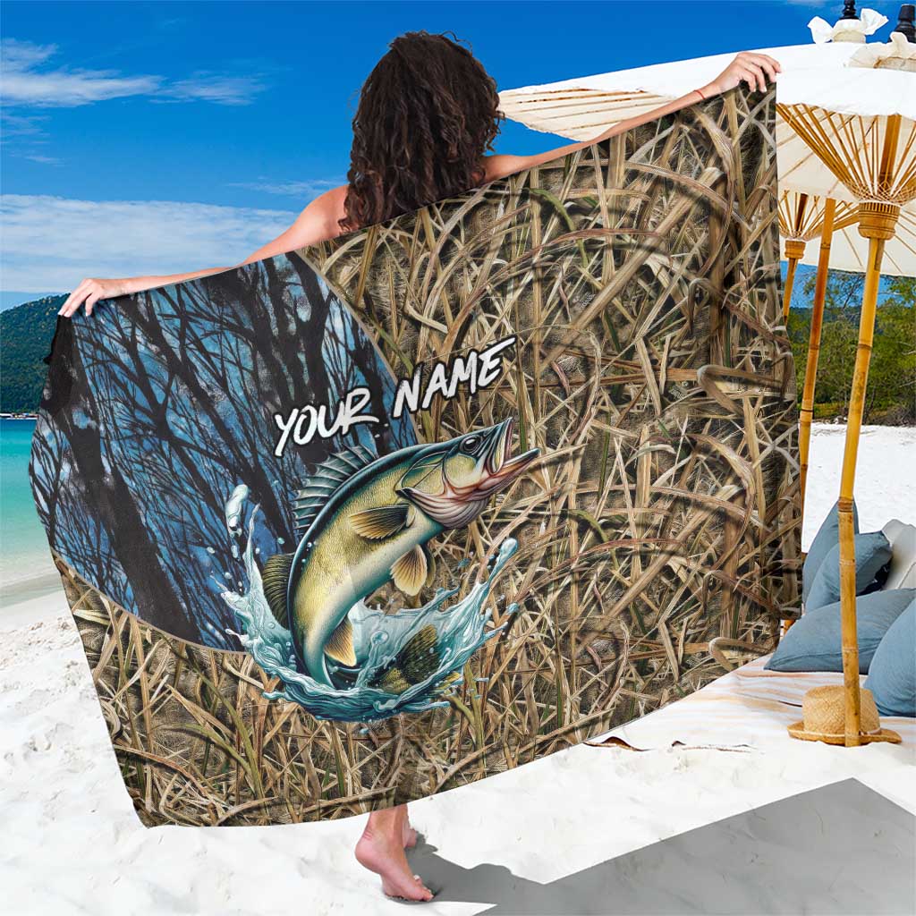 Personalized Walleye Splash Sarong Camo Reeds and Night Forest Fishing Theme - Wonder Print Shop