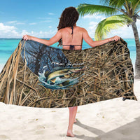 Personalized Walleye Splash Sarong Camo Reeds and Night Forest Fishing Theme TS04