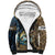 Personalized Walleye Splash Sherpa Hoodie Camo Reeds and Night Forest Fishing Theme - Wonder Print Shop