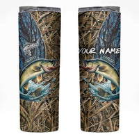 Personalized Walleye Splash Skinny Tumbler Camo Reeds and Night Forest Fishing Theme - Wonder Print Shop