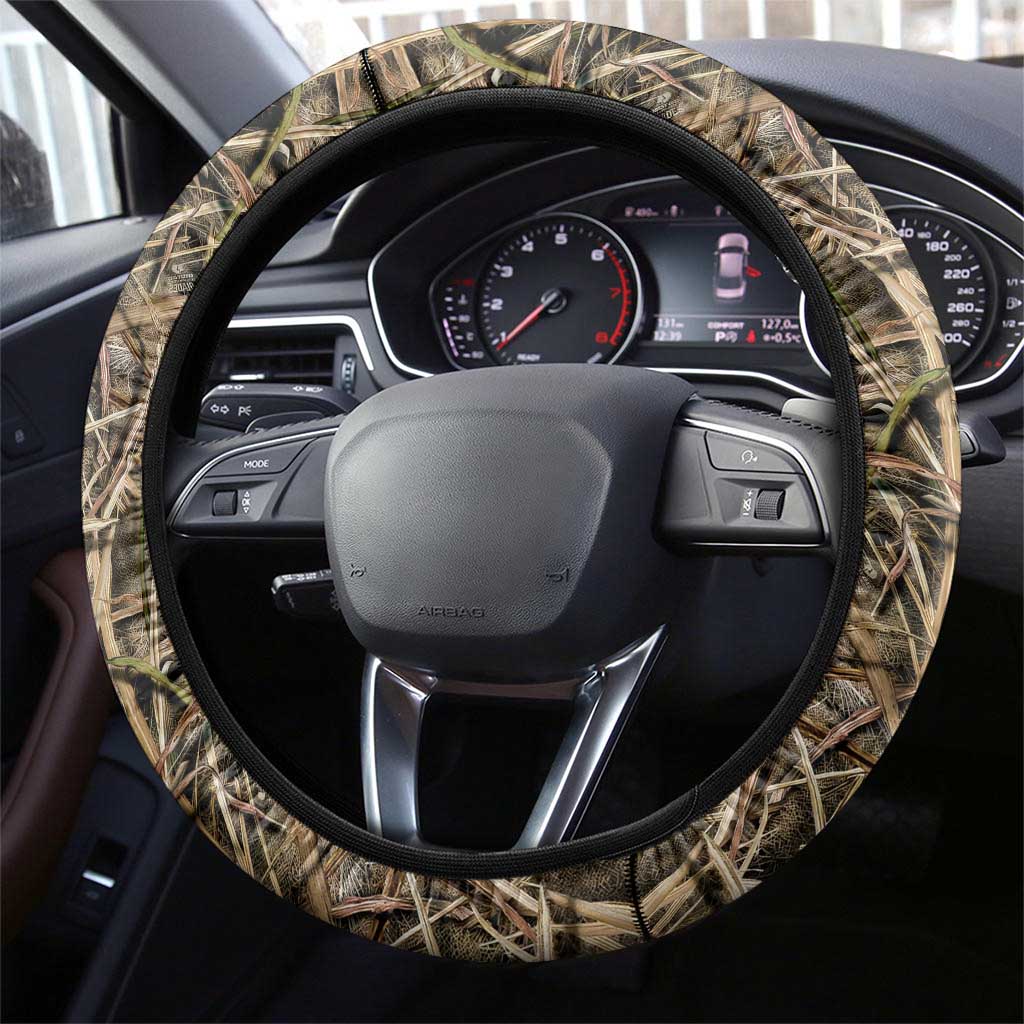 Walleye Splash Steering Wheel Cover Camo Reeds and Night Forest Fishing Theme TS04
