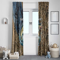Personalized Walleye Splash Window Curtain Camo Reeds and Night Forest Fishing Theme TS04