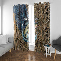 Personalized Walleye Splash Window Curtain Camo Reeds and Night Forest Fishing Theme TS04