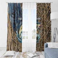 Personalized Walleye Splash Window Curtain Camo Reeds and Night Forest Fishing Theme TS04
