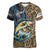 Personalized Walleye Splash Women V-Neck T-Shirt Camo Reeds and Night Forest Fishing Theme - Wonder Print Shop