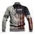 Personalized Distressed American Flag Bass Fishing Baseball Jacket Hooked Fish and Rustic Vintage Theme - Wonder Print Shop