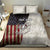 Personalized Distressed American Flag Bass Fishing Bedding Set Hooked Fish and Rustic Vintage Theme - Wonder Print Shop