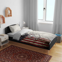 Personalized Distressed American Flag Bass Fishing Bedding Set Hooked Fish and Rustic Vintage Theme - Wonder Print Shop