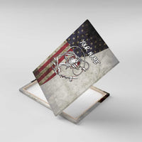 Personalized Distressed American Flag Bass Fishing Canvas Wall Art Hooked Fish and Rustic Vintage Theme - Wonder Print Shop