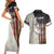 Personalized Distressed American Flag Bass Fishing Couples Matching Short Sleeve Bodycon Dress and Hawaiian Shirt Hooked Fish and Rustic Vintage Theme - Wonder Print Shop