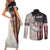 Personalized Distressed American Flag Bass Fishing Couples Matching Short Sleeve Bodycon Dress and Long Sleeve Button Shirt Hooked Fish and Rustic Vintage Theme - Wonder Print Shop