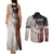 Personalized Distressed American Flag Bass Fishing Couples Matching Tank Maxi Dress and Long Sleeve Button Shirt Hooked Fish and Rustic Vintage Theme - Wonder Print Shop