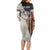 Personalized Distressed American Flag Bass Fishing Family Matching Long Sleeve Bodycon Dress and Hawaiian Shirt Hooked Fish and Rustic Vintage Theme - Wonder Print Shop