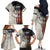 Personalized Distressed American Flag Bass Fishing Family Matching Off The Shoulder Long Sleeve Dress and Hawaiian Shirt Hooked Fish and Rustic Vintage Theme - Wonder Print Shop