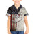 Personalized Distressed American Flag Bass Fishing Family Matching Off The Shoulder Long Sleeve Dress and Hawaiian Shirt Hooked Fish and Rustic Vintage Theme - Wonder Print Shop