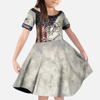 Personalized Distressed American Flag Bass Fishing Family Matching Off Shoulder Maxi Dress and Hawaiian Shirt Hooked Fish and Rustic Vintage Theme - Wonder Print Shop