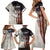 Personalized Distressed American Flag Bass Fishing Family Matching Short Sleeve Bodycon Dress and Hawaiian Shirt Hooked Fish and Rustic Vintage Theme - Wonder Print Shop