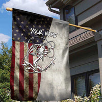 Personalized Distressed American Flag Bass Fishing Garden Flag Hooked Fish and Rustic Vintage Theme - Wonder Print Shop