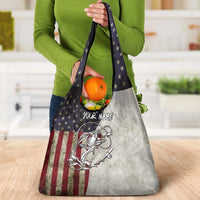 Personalized Distressed American Flag Bass Fishing Grocery Bag Hooked Fish and Rustic Vintage Theme - Wonder Print Shop