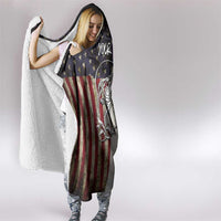 Personalized Distressed American Flag Bass Fishing Hooded Blanket Hooked Fish and Rustic Vintage Theme - Wonder Print Shop