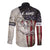 Personalized Distressed American Flag Bass Fishing Long Sleeve Button Shirt Hooked Fish and Rustic Vintage Theme - Wonder Print Shop