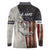 Personalized Distressed American Flag Bass Fishing Long Sleeve Polo Shirt Hooked Fish and Rustic Vintage Theme - Wonder Print Shop