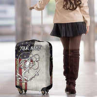 Personalized Distressed American Flag Bass Fishing Luggage Cover Hooked Fish and Rustic Vintage Theme - Wonder Print Shop