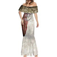 Personalized Distressed American Flag Bass Fishing Mermaid Dress Hooked Fish and Rustic Vintage Theme - Wonder Print Shop