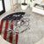 Personalized Distressed American Flag Bass Fishing Round Carpet Hooked Fish and Rustic Vintage Theme - Wonder Print Shop