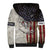 Personalized Distressed American Flag Bass Fishing Sherpa Hoodie Hooked Fish and Rustic Vintage Theme - Wonder Print Shop