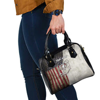 Personalized Distressed American Flag Bass Fishing Shoulder Handbag Hooked Fish and Rustic Vintage Theme - Wonder Print Shop