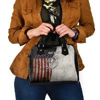 Personalized Distressed American Flag Bass Fishing Shoulder Handbag Hooked Fish and Rustic Vintage Theme - Wonder Print Shop