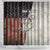 Personalized Distressed American Flag Bass Fishing Shower Curtain Hooked Fish and Rustic Vintage Theme - Wonder Print Shop