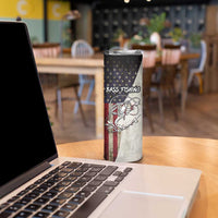 Personalized Distressed American Flag Bass Fishing Skinny Tumbler Hooked Fish and Rustic Vintage Theme - Wonder Print Shop