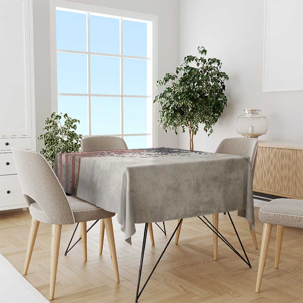 Personalized Distressed American Flag Bass Fishing Tablecloth Hooked Fish and Rustic Vintage Theme - Wonder Print Shop