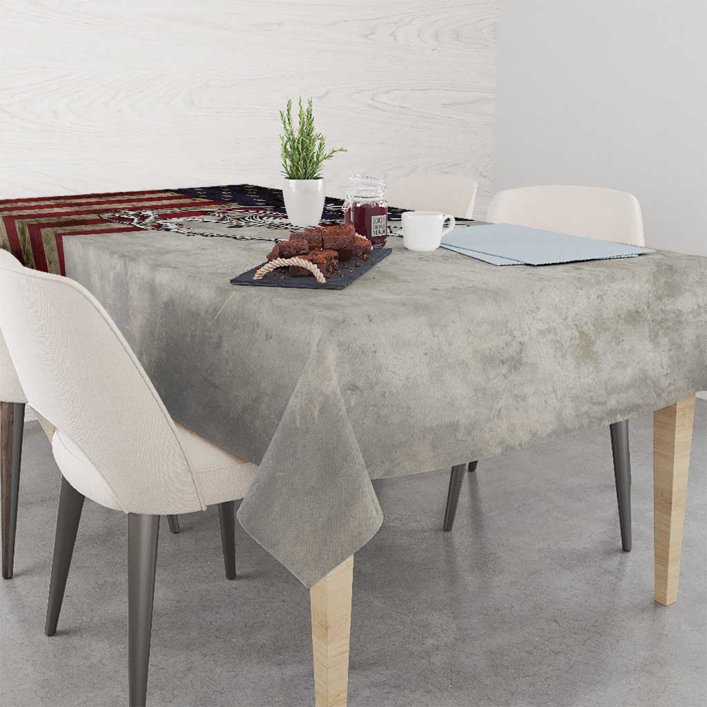 Personalized Distressed American Flag Bass Fishing Tablecloth Hooked Fish and Rustic Vintage Theme - Wonder Print Shop