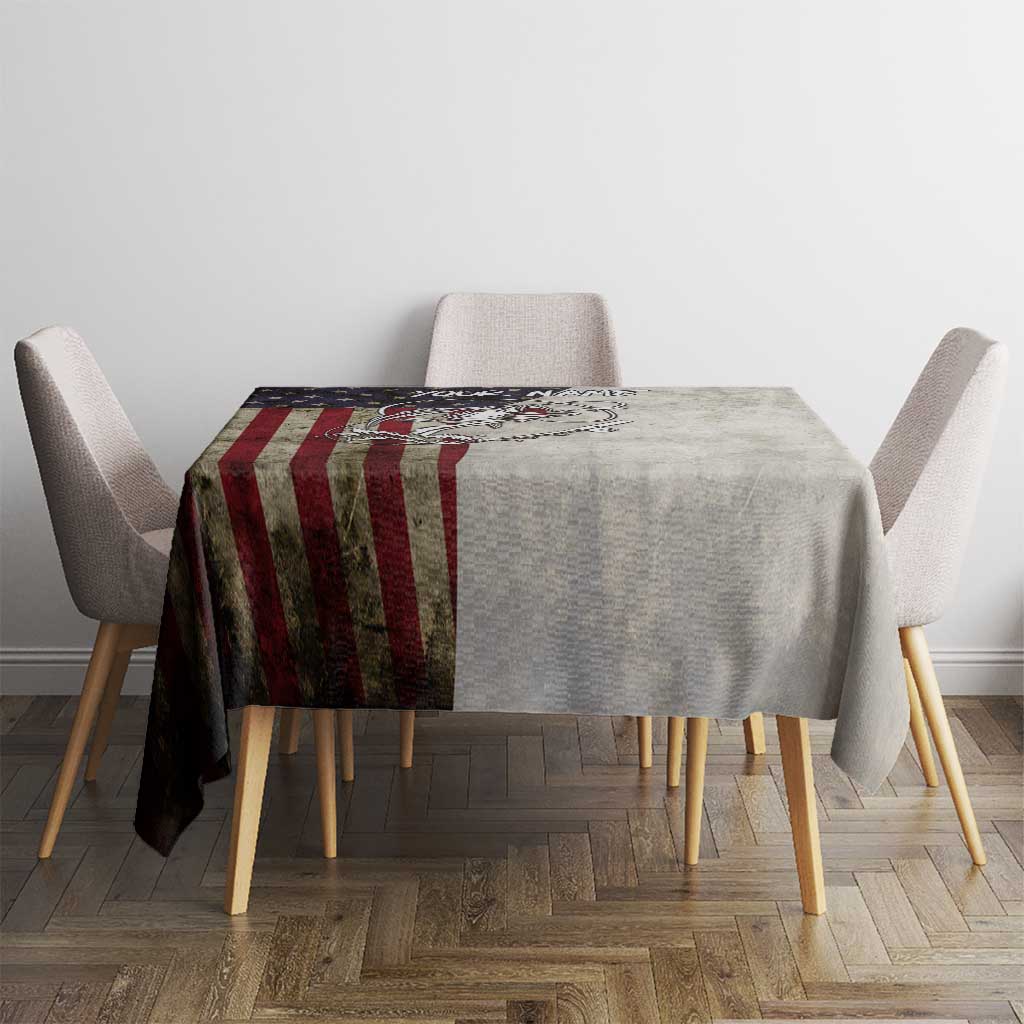 Personalized Distressed American Flag Bass Fishing Tablecloth Hooked Fish and Rustic Vintage Theme - Wonder Print Shop
