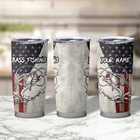 Personalized Distressed American Flag Bass Fishing Tumbler Cup Hooked Fish and Rustic Vintage Theme - Wonder Print Shop