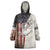 Personalized Distressed American Flag Bass Fishing Wearable Blanket Hoodie Hooked Fish and Rustic Vintage Theme - Wonder Print Shop