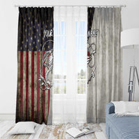 Personalized Distressed American Flag Bass Fishing Window Curtain Hooked Fish and Rustic Vintage Theme - Wonder Print Shop