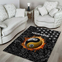 Personalized Yin Yang Billiards Area Rug 8 Ball and 9 Ball in Fiery Black Camo Pattern - Wonder Print Shop