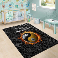 Personalized Yin Yang Billiards Area Rug 8 Ball and 9 Ball in Fiery Black Camo Pattern - Wonder Print Shop