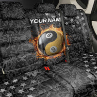 Personalized Yin Yang Billiards Back Car Seat Cover 8 Ball and 9 Ball in Fiery Black Camo Pattern - Wonder Print Shop